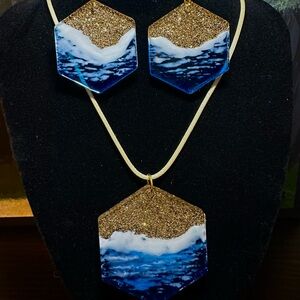 Ocean beach resin earrings. Handmade. Hypoallergenic